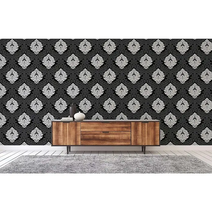 Tadessi Vliestapete M1-No.844 - Schwarz, Ornament, 10,05 x 0,53 m