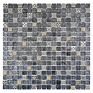 Mozaik pločica Quadrat Crystal Mix XCM ZEUS (30 x 30 cm, Crna-siva-bijela, Sjaj)