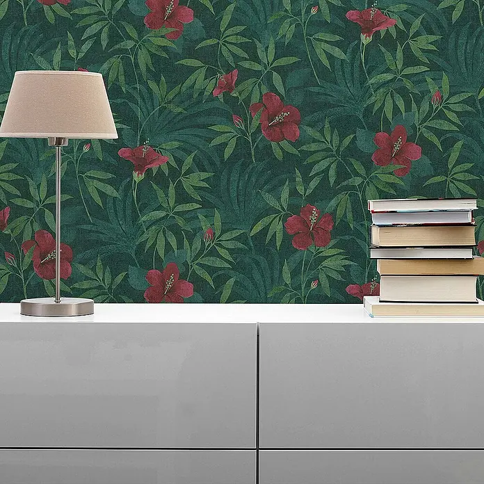 Tadessi Vliestapete M1-No.690 - Rot, Floral, 10,05 x 0,53 m