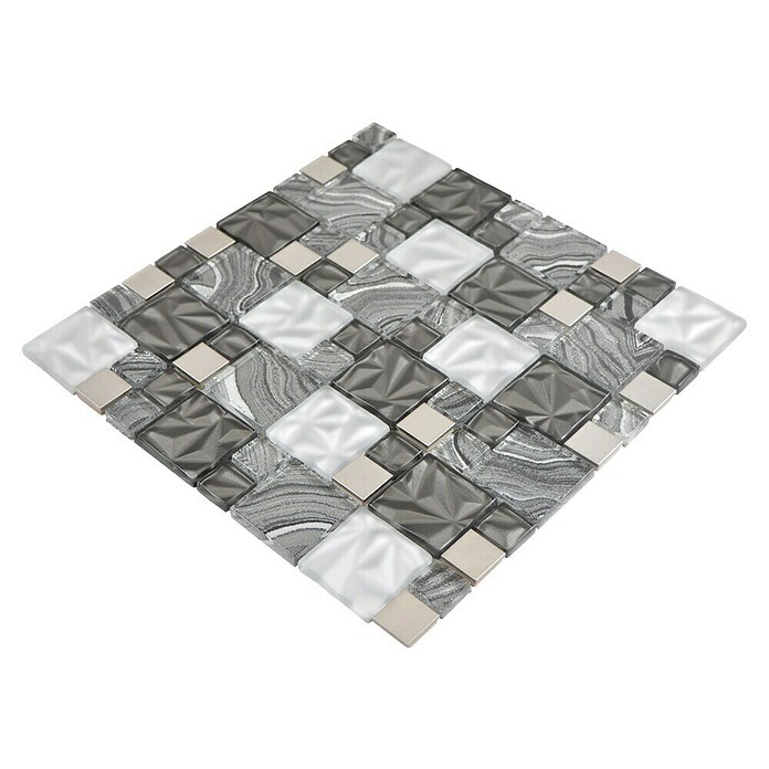 Mozaik pločica Crystal Mix XCM NIKO50  (30 x 30 cm, Sivo-crne boje, Sjaj) | BAUHAUS