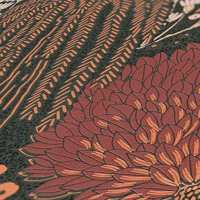 Tadessi Vliestapete M1-No.10970 - Schwarz, Floral, 10,05 x 0,53 m