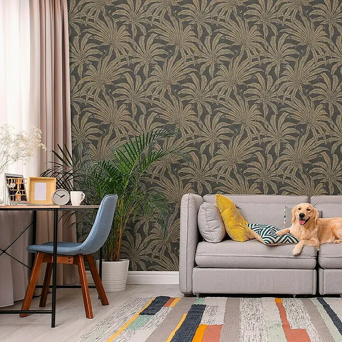 Tadessi Vliestapete M1-No.10998 - Schwarz, Floral, 10,05 x 0,53 m