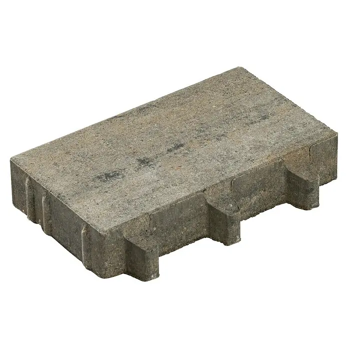 Diephaus Pflasterstein Lowell Rasenfugen - 30 x 20 x 6 cm, Muschelkalk, Beton - Nahaufnahme eines einzelnen, rechteckigen Pflastersteins mit Verriegelungsmerkmalen, ideal für Gehwege oder Terrassen.