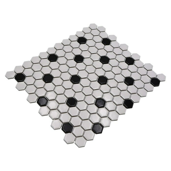 Mozaik pločica Hexagon Mix HX 045  (26 x 30 cm, Bijele boje, Sjaj) | BAUHAUS
