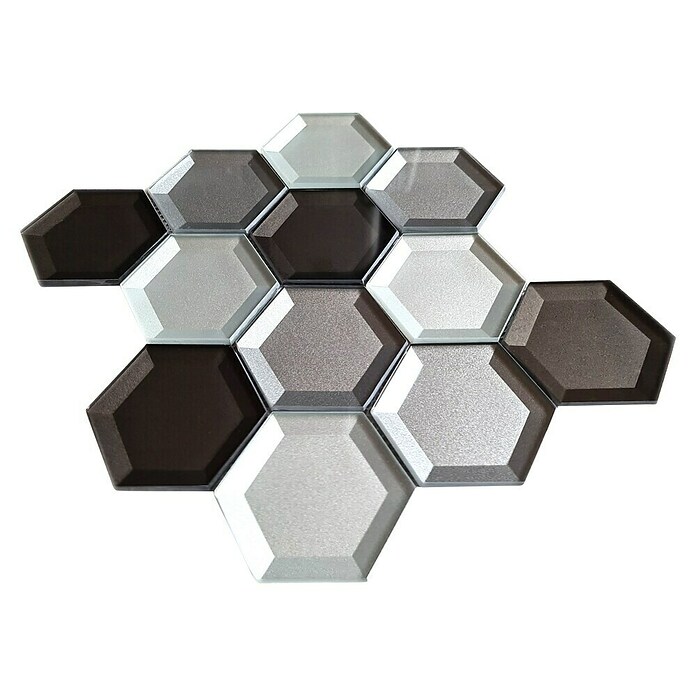 Mozaik pločica Hexagon Crystal XBH HX159  (22,5 x 26,5 cm, Smeđe-bijele boje, Sjaj) | BAUHAUS