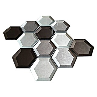 Mozaik pločica Hexagon Crystal XBH HX159 (22,5 x 26,5 cm, Smeđe-bijele boje, Sjaj)