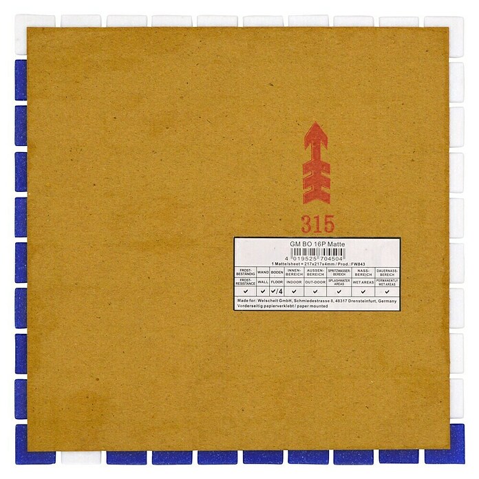 Mozaik pločica Quadrat Crystal GM BO 16P  (21,7 x 21,7 cm, Plavo-bijele boje, Sjaj) | BAUHAUS