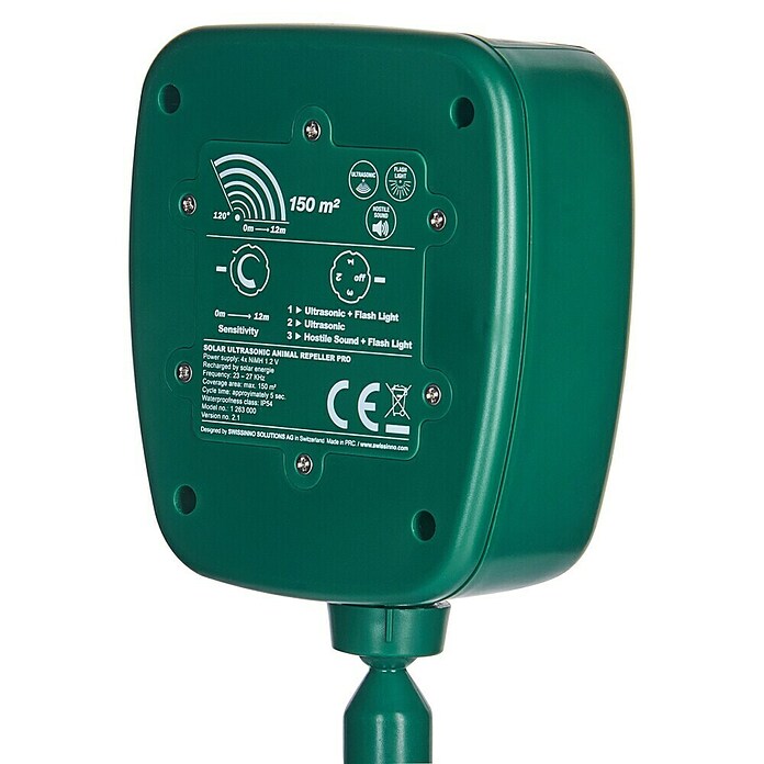 Swissinno Ultrasonido ahuyentador de animales Repeller Pro (Rendimiento térmico: 100 m²)