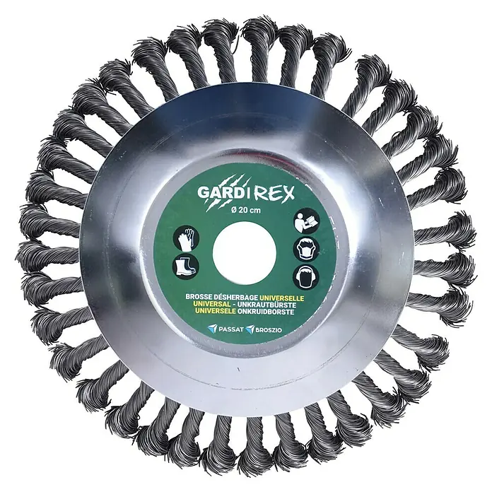 Cepillo de acero universal para desbrozadora - Diámetro: 20 cm - La rueda de cepillo para malas hierbas Gardi Rex Ø 20 cm es una herramienta versátil para la eliminación de malas hierbas. Ideal para uso universal.