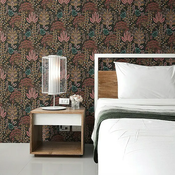 Tadessi Vliestapete M1-No.10966 - Schwarz, Floral, 10,05 x 0,53 m