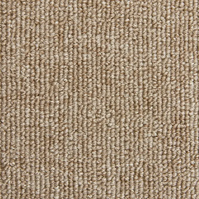 Stufenmatte Delta - 15 Stk., 22 x 65 cm, 100 % Polypropylen, Beige - Nahaufnahme eines beigen Berberteppichs mit dichter Schlingenstruktur, ideal für Wohnbereiche.