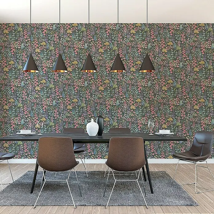 Tadessi Vliestapete M1-No.11205 - Schwarz, Floral, 10,05 x 0,53 m