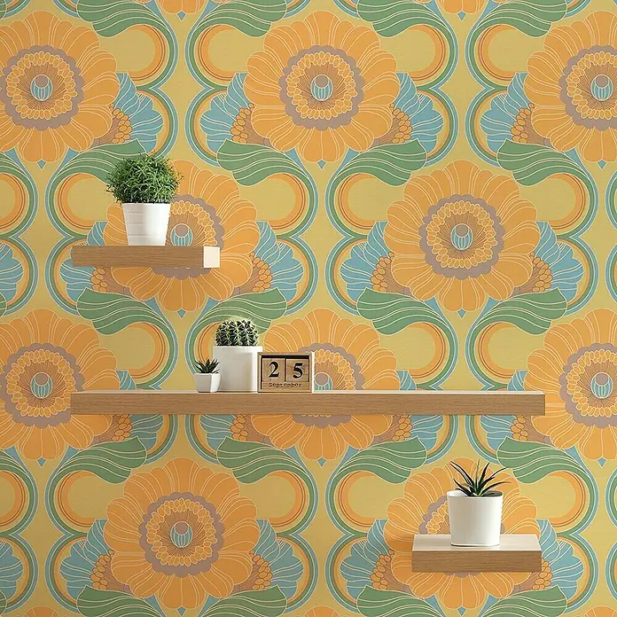 Tadessi Vliestapete M1-No.11315 - Gelb, Floral, 10,05 x 0,53 m