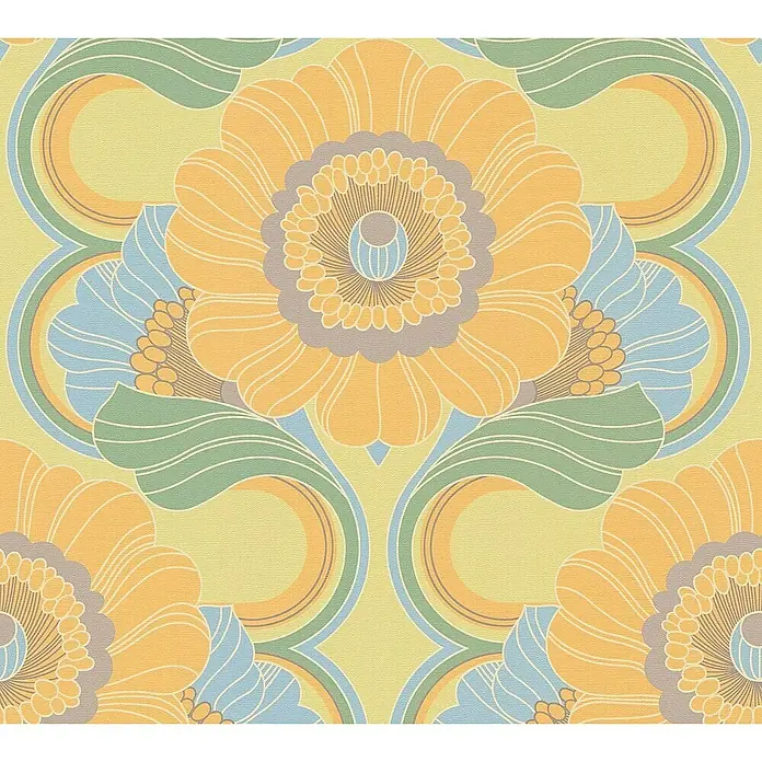 Tadessi Vliestapete M1-No.11315 - Gelb, Floral, 10,05 x 0,53 m