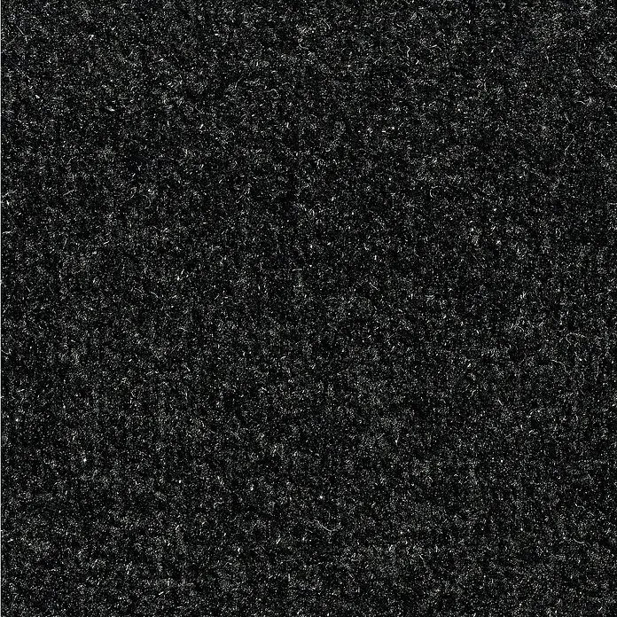 Stufenmatte Bravo - 15 Stk., 22 x 65 cm, 100% Polypropylen, Schwarz - Nahaufnahme eines schwarzen Teppichs, der eine dichte und strukturierte Oberfläche zeigt.