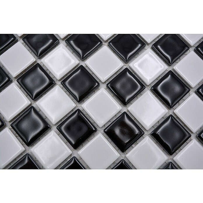 Mozaik pločica Quadrat Mix BM 048  (32,6 x 30 cm, Crno-bijele boje, Sjaj) | BAUHAUS