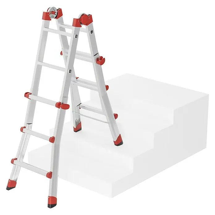 Hailo Mehrzweckleiter M80 4 x 3 - Anzahl Tritte: 12 Stk., Arbeitshöhe: 3,71 m, Belastbarkeit: 150 kg, Aluminium - Eine hochwertige Mehrzweckleiter aus Aluminium, ideal für Arbeiten in verschiedenen Höhen und Winkeln.