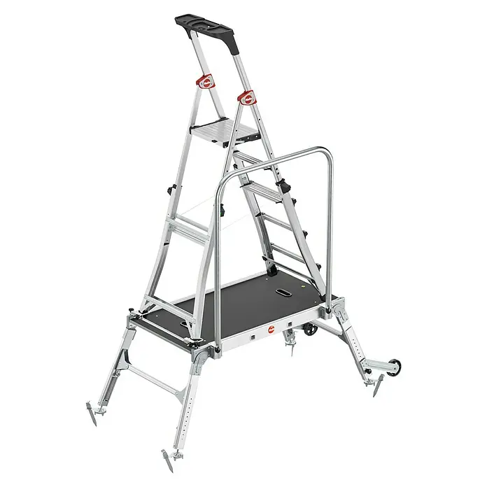 Hailo Arbeitsplattform LP Outdoor - Belastbarkeit: 300 kg, Aluminium - Der Hailo TP1 Stufen- und Arbeitsbock bietet eine sichere Standfläche für Arbeiten in der Höhe, ideal für Handwerker und Heimwerker.