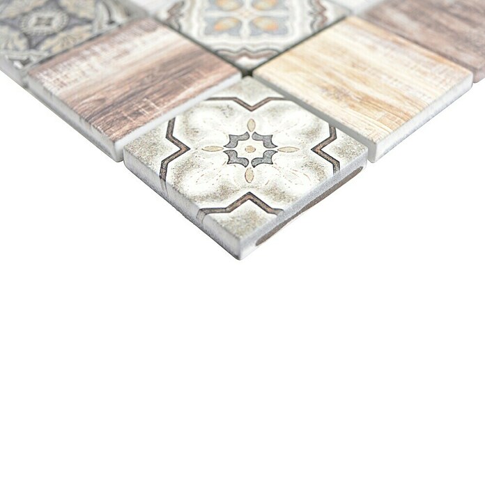 Mozaik pločica Quadrat Crystal XCM WOOD 100  (30 x 30 cm, Bež boje, Sjaj) | BAUHAUS