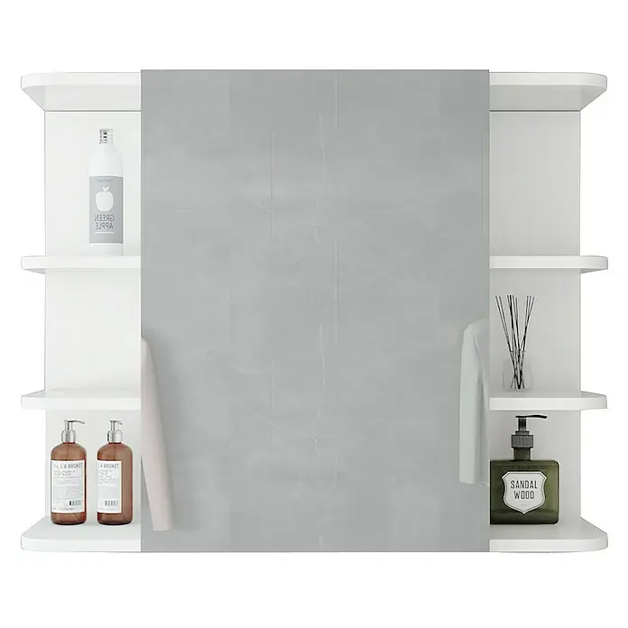 ML-Design Badmöbel-Set Badschrank Tür 8 Ablagen Badezimmerspiegel Landhausstil Badezimmer - Weiß