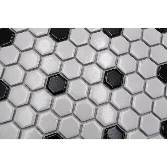 Mozaik pločica Hexagon Mix HX 045  (26 x 30 cm, Bijele boje, Sjaj) | BAUHAUS