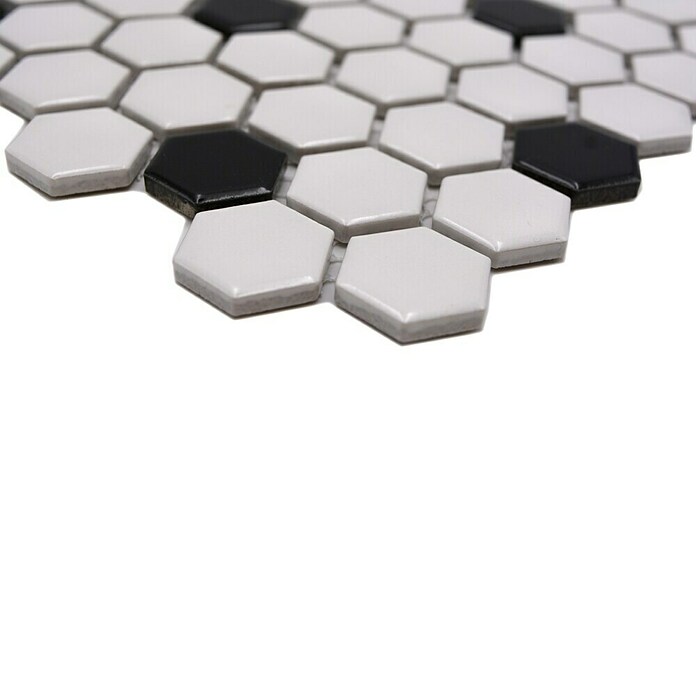 Mozaik pločica Hexagon Mix HX 045  (26 x 30 cm, Bijele boje, Sjaj) | BAUHAUS