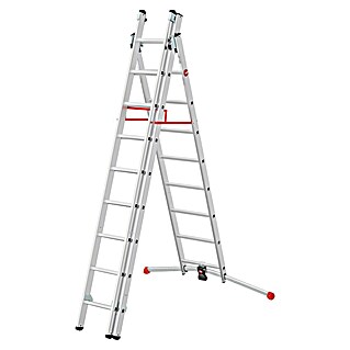 Hailo Mehrzweckleiter S100 ProfiLOT 2x9 + 1x8 (Anzahl Tritte: 26 Stk., Arbeitshöhe: 658 cm, Belastbarkeit: 150 kg, Aluminium)