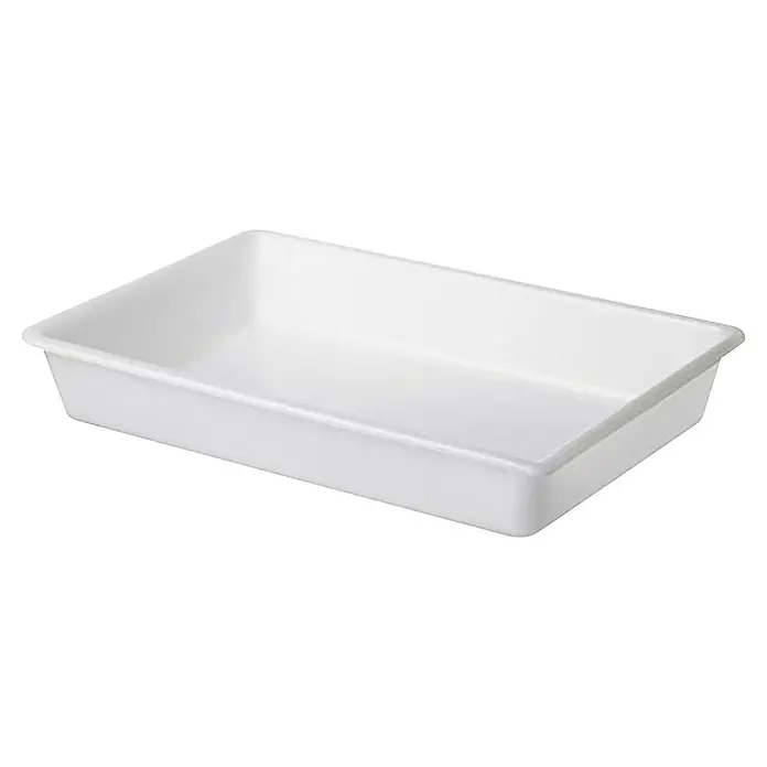 Sunware Schale - L x B x H: 480 x 325 x 80 mm, 8 l, Weiß, Kunststoff - Diese Aufnahme zeigt eine weiße, rechteckige Kunststoffwanne, ideal für Organisation oder Aufbewahrungslösungen im Haushalt oder Büro.