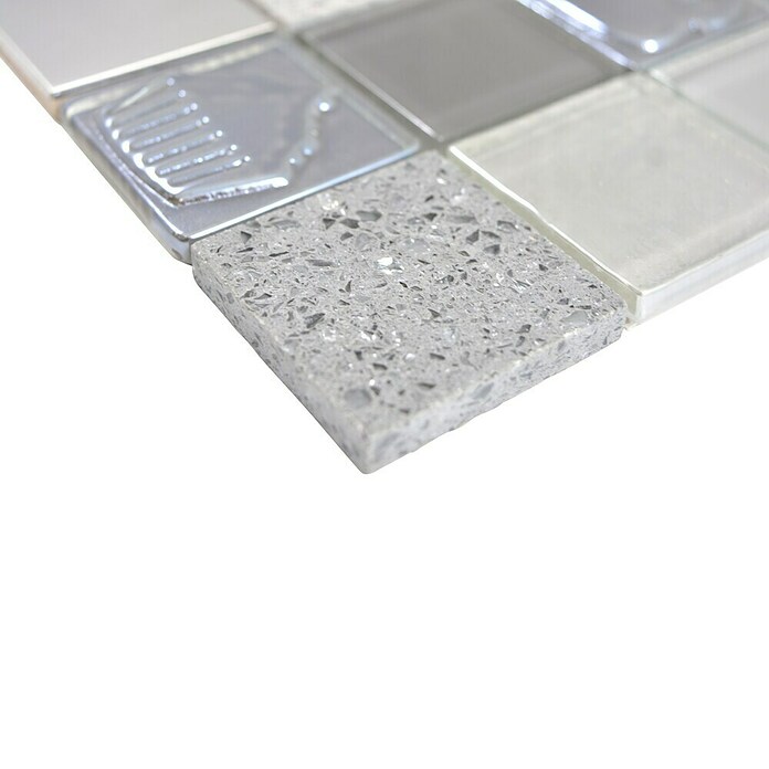 Mozaik pločica Quadrat Crystal XCM 8RK39  (30 x 30 cm, Siva-plava-bijela, Sjaj) | BAUHAUS
