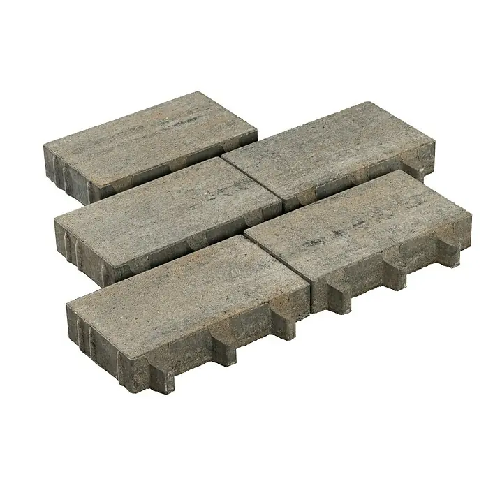 Diephaus Pflasterstein Lowell Rasenfugen - 30 x 20 x 6 cm, Muschelkalk, Beton - Stapel von fünf grauen Pflastersteinen mit ineinandergreifendem Design. Ideal für Terrassen und Gehwege.