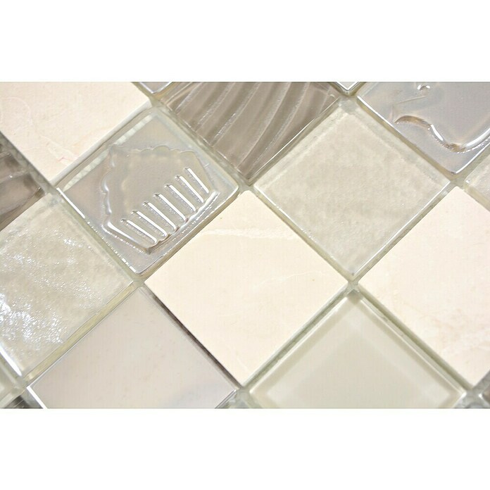 Mozaik pločica Quadrat Crystal XCM 8RK13  (30 x 30 cm, Bež boje, Sjaj) | BAUHAUS