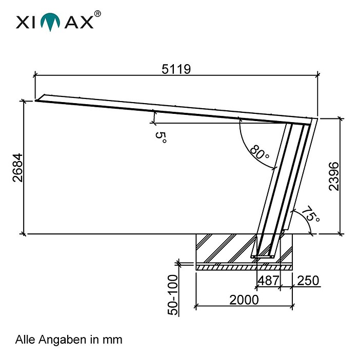 Ximax My-Port 7 Carport (L x B: 5,12 x 2,69 m, Einfahrtshöhe: 2,684 m)