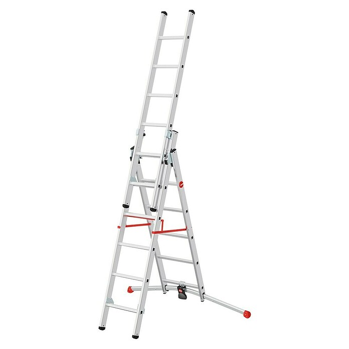 Hailo Mehrzweckleiter S100 ProfiLOT 2x6 + 1x5 (Anzahl Tritte: 17 Stk., Arbeitshöhe: 469 cm, Belastbarkeit: 150 kg, Aluminium) | BAUHAUS