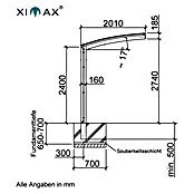 Ximax Portoforte Carport (2,54 x 2,01 m, Einfahrtshöhe: 2,74 m, Schwarz)