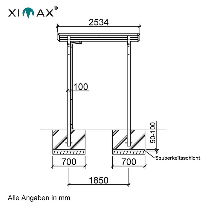 Ximax Smart Port Carport (L x B: 2,53 x 2,1 m, Einfahrtshöhe: 2,449 m)