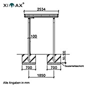 Ximax Smart Port Carport (L x B: 2,53 x 2,1 m, Einfahrtshöhe: 2,449 m)