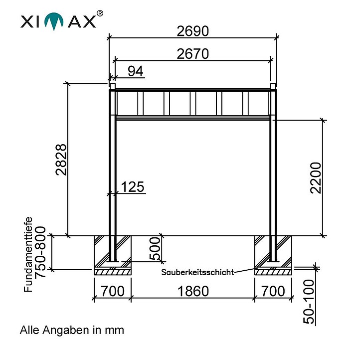 Ximax My-Port 7 Carport (L x B: 5,12 x 2,69 m, Einfahrtshöhe: 2,684 m)