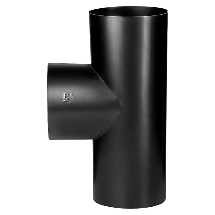 Ofenrohr - Ø x L: 120 x 300 mm, Blauglanz - Schwarzes T-Stück für Rohre, ideal für Sanitär- und Heizungsinstallationen. Robuste Ausführung für eine sichere Verbindung.