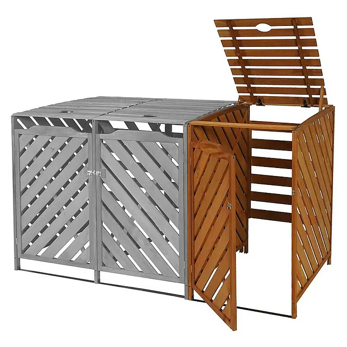Proregal Erweiterung für Mülltonnenbox XL 1er-/2er - Holz, Braun
