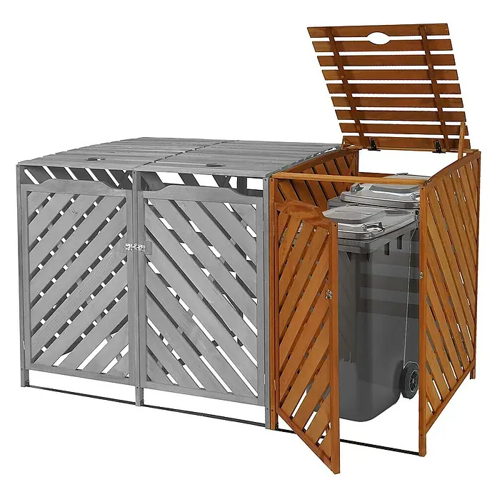 Proregal Erweiterung für Mülltonnenbox XL 1er-/2er - Holz, Braun