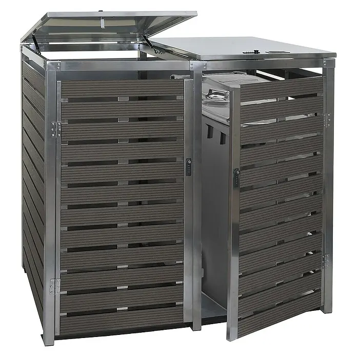 Proregal Mülltonnenbox XL 2er/4er - 144 x 102 cm, Metall, Anthrazit, Geeignet für Anzahl Mülltonnen: 4 Stk.