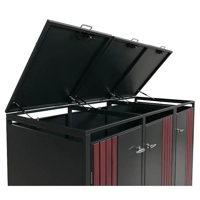 Proregal Mülltonnenbox 3er mit Deckel - Stahl, Anthrazit, Geeignet für Anzahl Mülltonnen: 3 Stk.