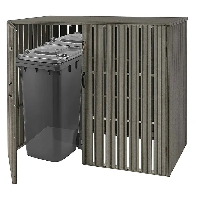 Proregal Mülltonnenbox XL 2er-/4er-WPC - Stahl, Grau, Geeignet für Anzahl Mülltonnen: 4 Stk.