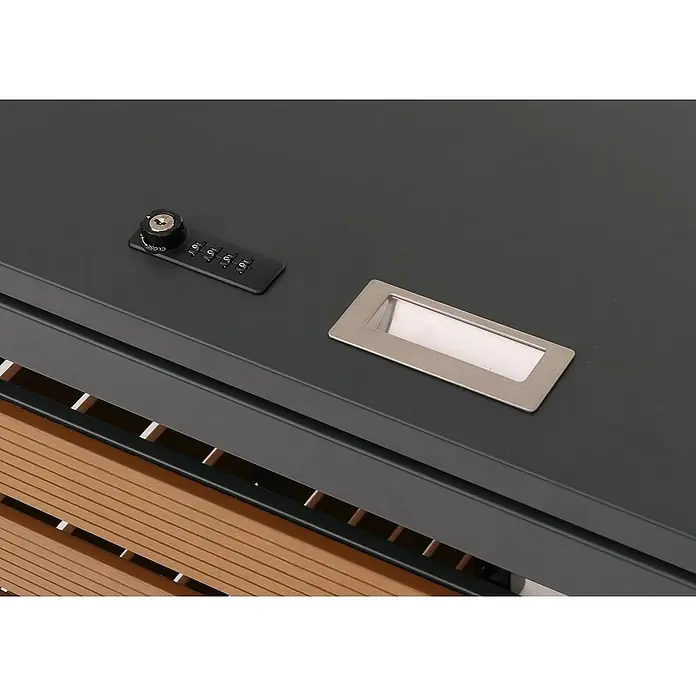 Proregal Mülltonnenbox 4er - 264 x 84 cm, Metall, Teak-Optik, Geeignet für Anzahl Mülltonnen: 4 Stk.