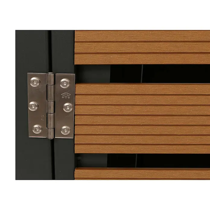 Proregal Mülltonnenbox 4er - 264 x 84 cm, Metall, Teak-Optik, Geeignet für Anzahl Mülltonnen: 4 Stk.