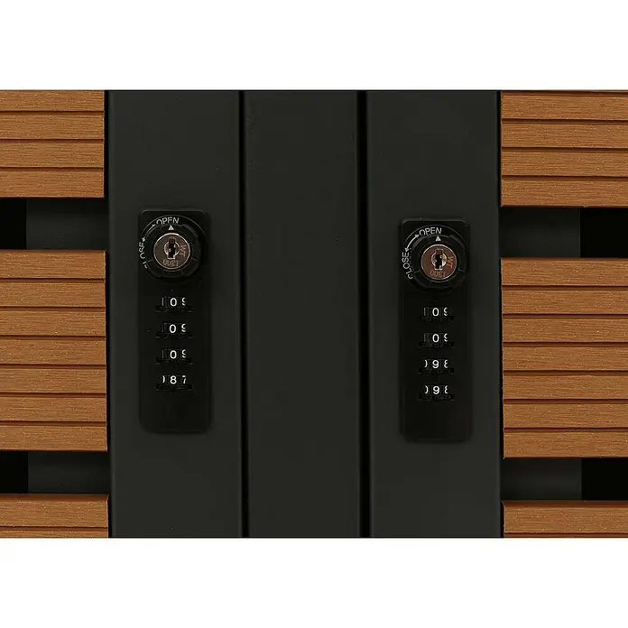 Proregal Mülltonnenbox 4er - 264 x 84 cm, Metall, Teak-Optik, Geeignet für Anzahl Mülltonnen: 4 Stk.