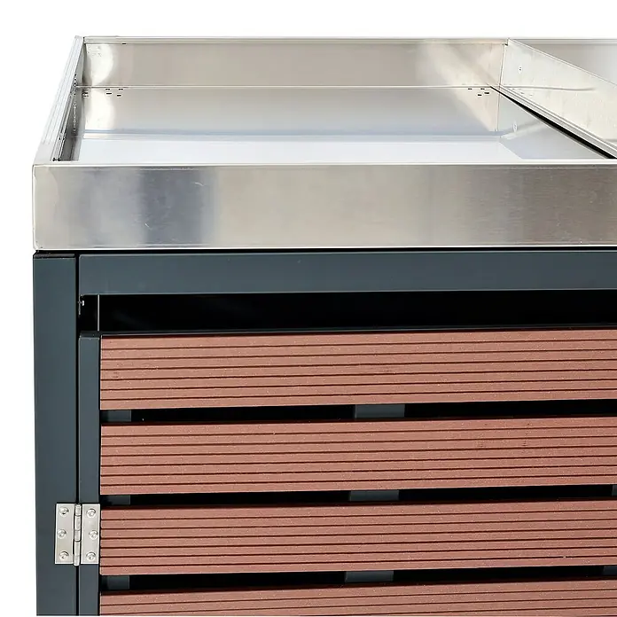 Proregal Mülltonnenbox 4er mit Pflanzkasten - Metall, Braun, Geeignet für Anzahl Mülltonnen: 4 Stk.