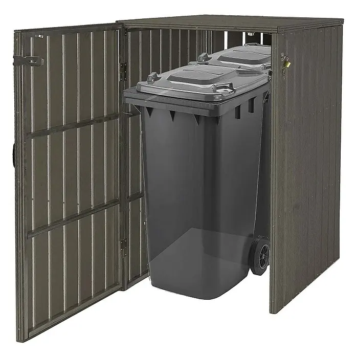 Proregal Mülltonnenbox XL 1er-/2er-WPC - Stahl, Grau, Geeignet für Anzahl Mülltonnen: 2 Stk.