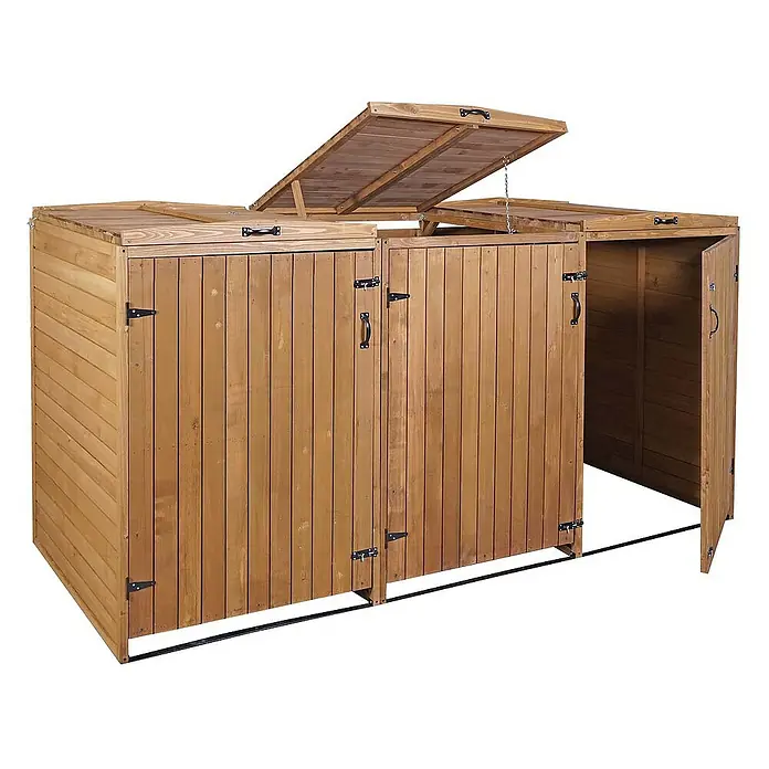 Proregal Mülltonnenbox XL 3er-/6er - Holz, Braun, Geeignet für Anzahl Mülltonnen: 3 Stk.