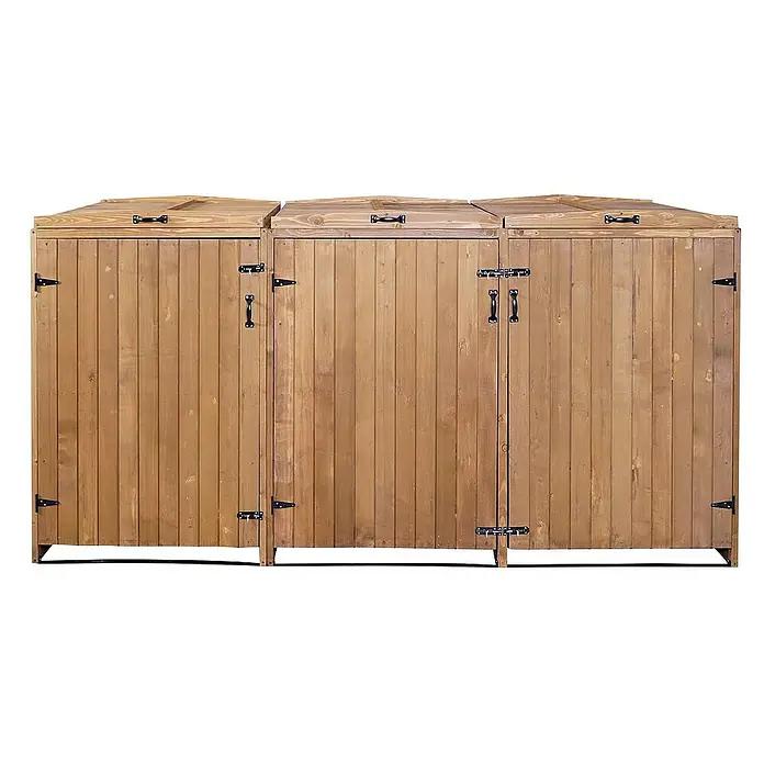 Proregal Mülltonnenbox XL 3er-/6er - Holz, Braun, Geeignet für Anzahl Mülltonnen: 3 Stk.
